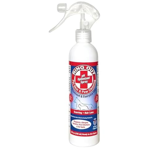 Ring Out for Pets: Control & Help Ringworm | Clean Pets Skin & Paws | Recovery & Itch Relief Calming Spray for Dog, Cat, Guinea Pig, Small or Large Animals/Pet. 8 oz Spray Bottle Cover