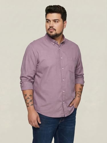 Image of Urbano Plus Men's Cotton Full Sleeve Regular Fit Solid Oxford Shirt with Button-Down Collar