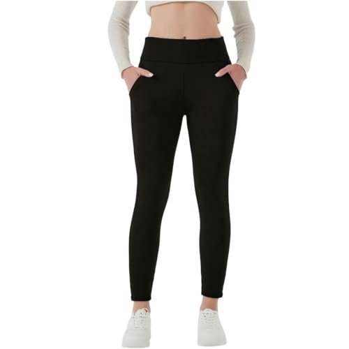 Fleece Lined Tights Women High Waisted Thermal Warm Leggings with Pockets - image 1