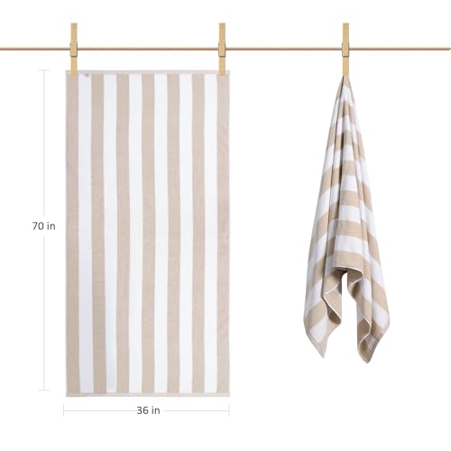 LULUHOME Large Oversized Beach Towel - Big Cotton 36 x 70 Inch Striped Pool Towel, Large Cabana Soft Swimming Towel for Adult Men Women,Chiffon