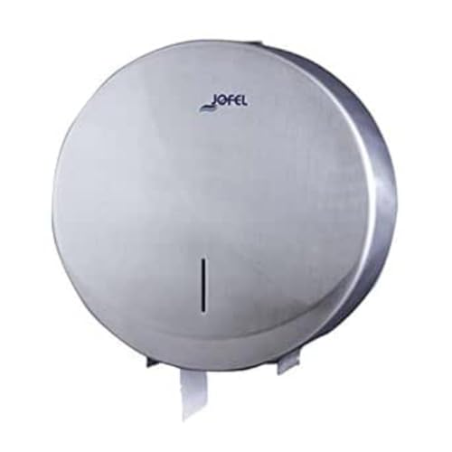 Jofel - Moyen Distributeur industriel de rouleaux de papier toilette, de papier jusqu'à 300m, diamètre max. 220mm Broche 45mm, Acier inoxydable satiné AISI...