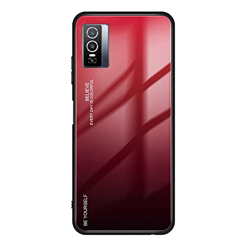 TAUYN Verre Dégradé Coque pour Vivo Y76 5G/Y76s/Y74s 5G, Coloré Etui en Verre Trempé, Housse de Protecte Souple TPU Silicone Antichoc, 5 Cover
