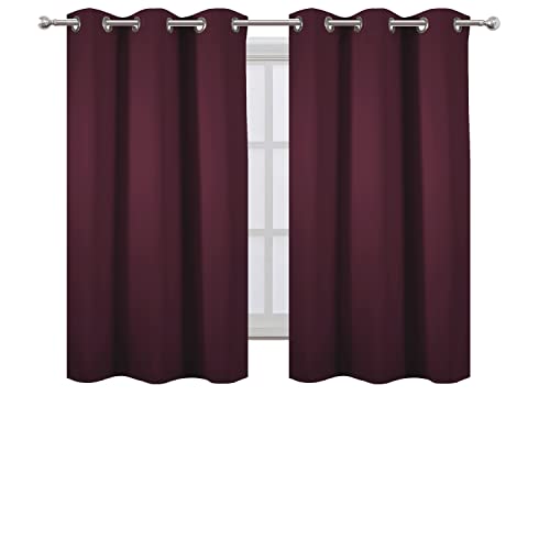 Image of LEMOMO Burgundy Blackout Curtains 38 x 54 Inch Length /Set of 2 Curtain Panels /Thermal Insulated Room Darkening Blackout Curtains for Bedroom