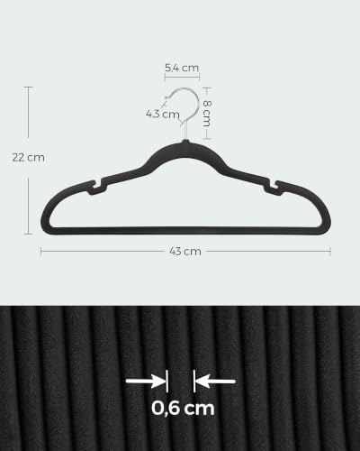 SONGMICS Kleiderbügel Samt, 20er Set, rutschfest, 43 cm breit – Ansicht 2