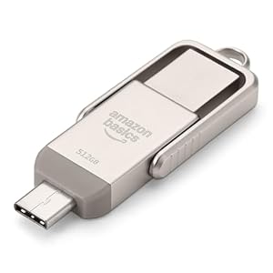 Amazon Basics USB-Speicherstick, USB-Stick mit zwei Anschlüssen (USB-C und USB-A), 512GB, Champagner-Silber
