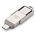 Amazon Basics USB-Speicherstick, USB-Stick mit zwei Anschlüssen (USB-C und USB-A), 512GB, Champagner-Silber