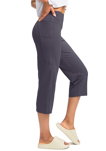Image of G Gradual Capri Pants for Women High Waist Workout Yoga Pants with Pockets Tummy Control Leggings Crop Straight