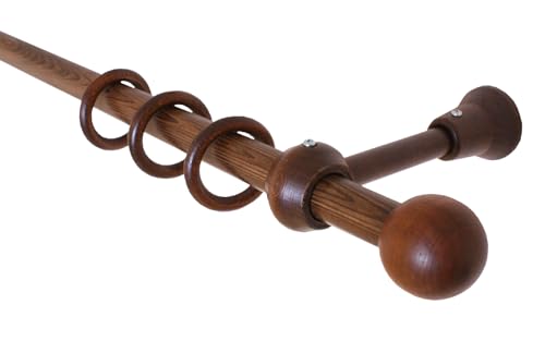 iso-design 20 mm Holz Gardinenstange Farbe Nußbaum Wandmontage...