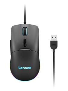 Lenovo M210 RGB Gaming-Maus (7 Tasten, RGB-Licht mit 3 Zonen, 8000 DPI, 300 IPS, 35 G, 1000 Hz), Schwarz