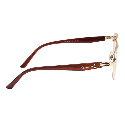 Image of Ted Smith Unisex Aesthetic-Bold Gold-Brown Aviator Sunglasses with UV Protected Lens