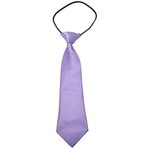 Kids Satin Solid Plain Colour Elasticated Tie (Lilac) Cover