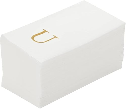 Miniatura 351 de Luxenap - Toallas de invitados de 15.8 x 7.9 pulgadas, 50 toallas de mano con letras plateadas, letra "P", fuente Sans Serif, servilletas de papel