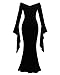 Stciqok Morticia Addams Costume Women Morticia Halloween Dress Long Sleeve Off Shoulder Maxi 1950s Party Dress(Black,Large)