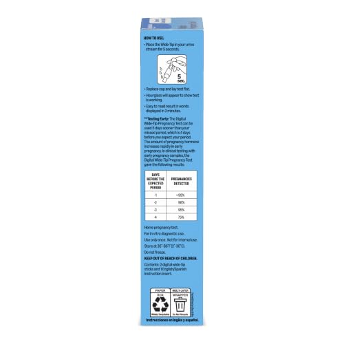 Image of Amazon Basics Digital Pregnancy Test, Over 99% Accurate, Wide Tip for Easy Sampling, 2 Pack