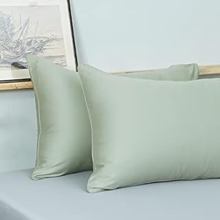 Ackly Bamboo Pillow Cases 2 Pack 50x75cm Size - 400 Thread Count, Soft and Cool Sage Pillowcases 2 pack Hypoallergenic Pillow Covers - Extra Deep Inner Flap and Envelope Closure Pillow cases