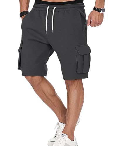 Image of Men's Cargo Sweat Shorts Casual Workout Athletic Jogger Gym SweatShorts