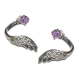 Pendientes con forma de ala con detalles de cristal brillante, cómodos aretes de piercing modernos para mujeres y niñas, aretes de diamantes brillantes para mujer, One Size, como se describe, como se