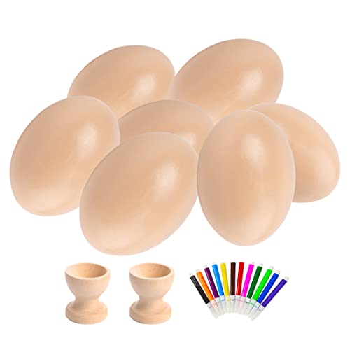 Fantsccy Decoración de huevos de madera sencilla para decorar huevos de gallina, artesanía limpia y decora el tamaño del huevo de gallina, grande para Pascua Cover