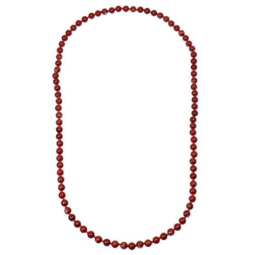 ELEDORO Edelstein Perlenkette Collier endlos geknotet 8mm 80cm lang Jaspis rot