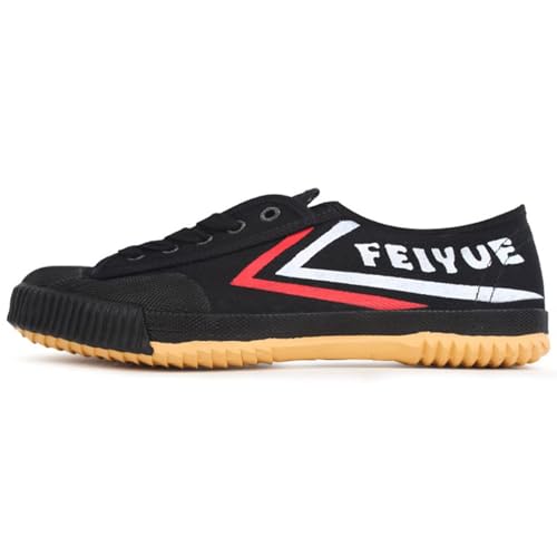 Tiujkgy Zapatos de Tai Chi Wu Shu Kung Fu para Hombre, Zapatillas de Deporte para Artes Marciales, Antideslizantes, Transpirables, Resistentes al Desgaste para Adultos, Taekwondo,Negro,45 EU