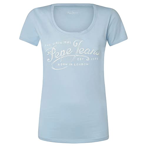 T-shirt bleu Pepe Jeans Pl505418 avec sa teinte azur intemporelle en maille douce