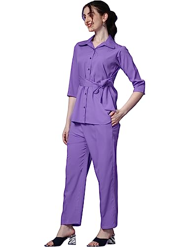Image of Sheetal Associates Women's Solid Casual Co ords Set 2 Piece Open top & Pant Set