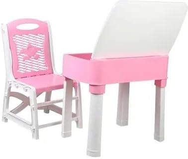 Adjustable Study Table & Chair Set with Small Box Space Plastic Study Table