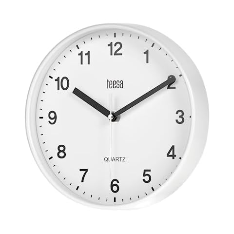 Teesa Horloge Murale Analogique Universel 20 cm TSA0038 Blanc Cover