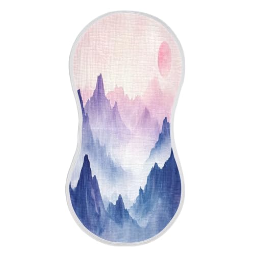 Watercolor Mountain Plant Burp Cloths Cotton Baby Washcloths,Large 22x11in Burping Cloth Absorbent and Soft for Newborn Baby Boys and Girls,4 Pack