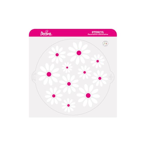 Decora 9270951 Stencil decorativo Margherite, Dim. Ø 25 Cm, in plastica per alimenti; per realizzare disegni su torte, dolcetti e biscotti. Made in Italy