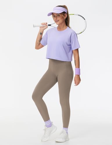 Image of THE GYM PEOPLE Thick High Waist Yoga Pants with Pockets, Tummy Control Workout Running Yoga Leggings for Women