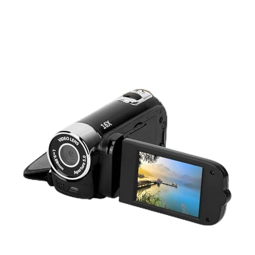 Caméscope Numérique Full HD 1080P - Écran Pivotant 270°, Zoom 16x, Capteur COMS - Parfait Pour Vlogging, Camping, Famille (Prise EU, Rouge)