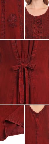 Image of Sakkas Stella Long Tank Top Adjustable Caftan Corset Dress with Embroidery
