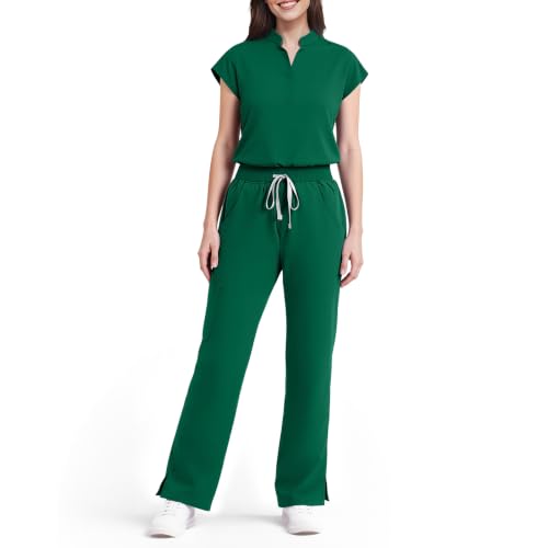 Dvoliaw Scrubs for Women Set Sleeveless 9-Pocket Straight Leg Yoga Waist
