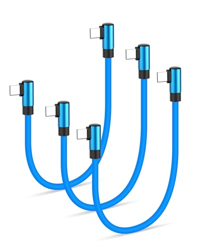 1.6ft Short USB C Cable 90 Degree,3 Pack Silicone 60W Fast Charging Cord USB C to Type-C Compatible with iPhone 16/15 Samsung Galaxy S23 S22 Google Pixel, iPad for Power Bank/Car/Travel