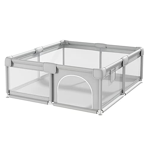 Jolan Baby Playpen,Baby Fence with Zipper Door,68cm High,Safety Playard Playpen for Kids Toddlers,Toddlers,Breathable/Drop-Proof/Portable Crawling Fence,for Indoor Outdoor Home,Grey-120×180cm