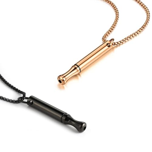 2Pcs Breathing Necklace for Anxiety Relief Breathlink Stop Smoking Quit Vaping Aids Fidget Necklace for Smoking Cessation Vaporless Smokeless Inhaler for Adult Women Men (2, Black&Rose Gold)