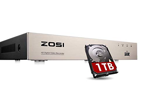ZOSI 4 Canales 1080P H.265+ Video Grabador de Vigilancia DVR, Salida HDMI/VGA, Receptor para Kit de C�mara de Seguridad, 1TB Disco Duro