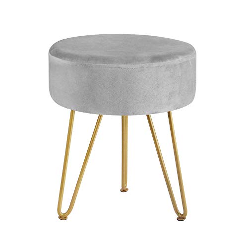Velvet Footrest Stool Ottoman Round Modern Upholstered Vanity Footstool Side Table Seat Dressing