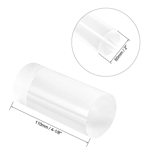 Image of uxcell Acrylic Round Rod, Clear,2 inch Diameter 4-1 /8 inch Length, Solid Plastic PMMA Bar Stick