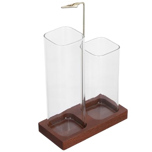 Porte-parfum carré bois et verre pour bâtonnets aromathérapie