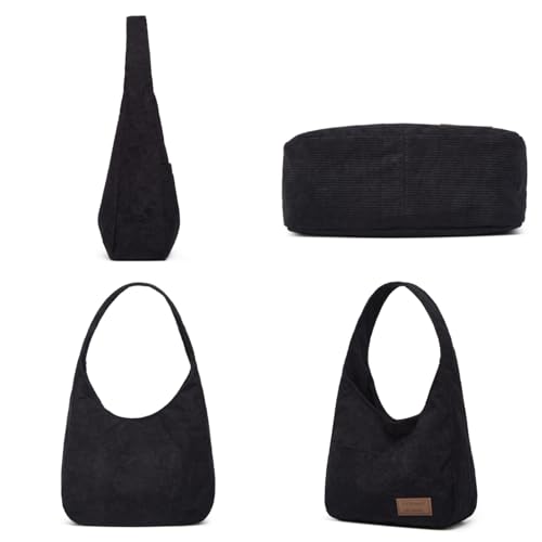 Corduroy Tote Bag Unisex Retro Handbag Multi Pocket Shoulder Work College Satchel Compartment Messenger Purse2