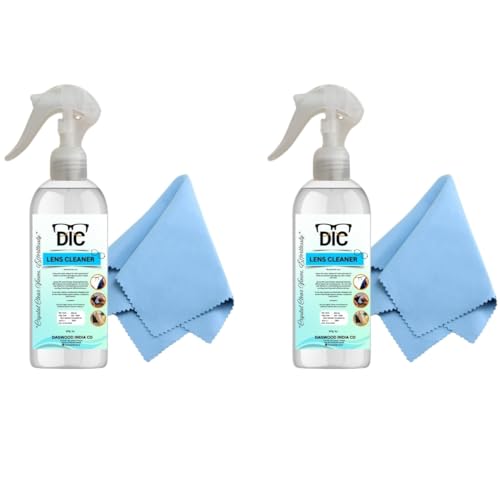 Image of DIC 300ml Lens Cleaning Solution Spray with Microfiber Cloth Contain NO Detergent-NO foam-for Spectacles, Sunglasses, Eyeglasses, Mobile, PC, Laptop, TV&Camera - Pack of 2