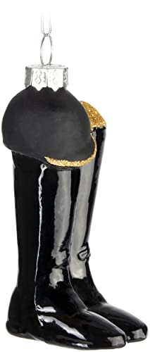 BRUBAKER Reitstiefel mit Helm Schwarz Weihnachtskugel aus Glas - Christbaumschmuck Figur Weihnachtsdeko Anhänger - Deko Baumkugel Handbemalt für Reiter Reiterin Reitsport und Pferde Fans