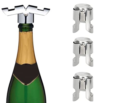 Kit 3 Tampas Para Garrafa Champagne Espumante Rolha Vácuo Inox
