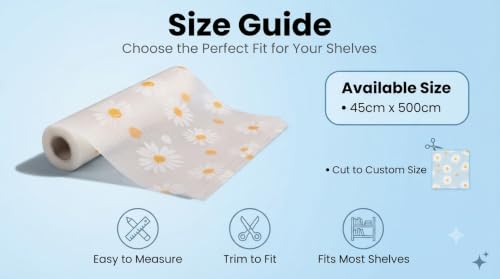 Image of Dribble EVA Shelf Liner Mat 45x500cm Roll, Non Slip Drawer & Cabinet Liner for Kitchen, Waterproof Oilproof Washable Fridge Mat, Anti Skid Cupboard Wardrobe Multipurpose Mat Sunny Meadow