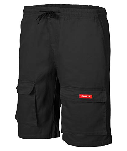 ZITY Mens Cargo Shorts Classic Relaxed Fit Stretch Shorts (Black)