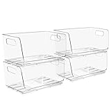 Sorbus Stackable Storage Bins Open Front - Clear Stackable Storage Bins - Pantry Bins for Storage and Organization - Acrylic Stackable Bins for Kitchen - Clear Pantry Organizer Bins (Small 4 Pack)