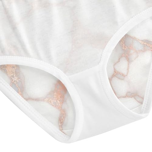 Toddler Girl Panties, Rose Gold Gray Marble White Cotton Underwear for Girls, 2–8 Years4