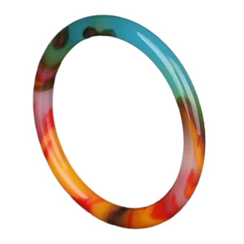 Bracelet jade de Hotan naturel soie en or rond 56mm jonc coloré femme